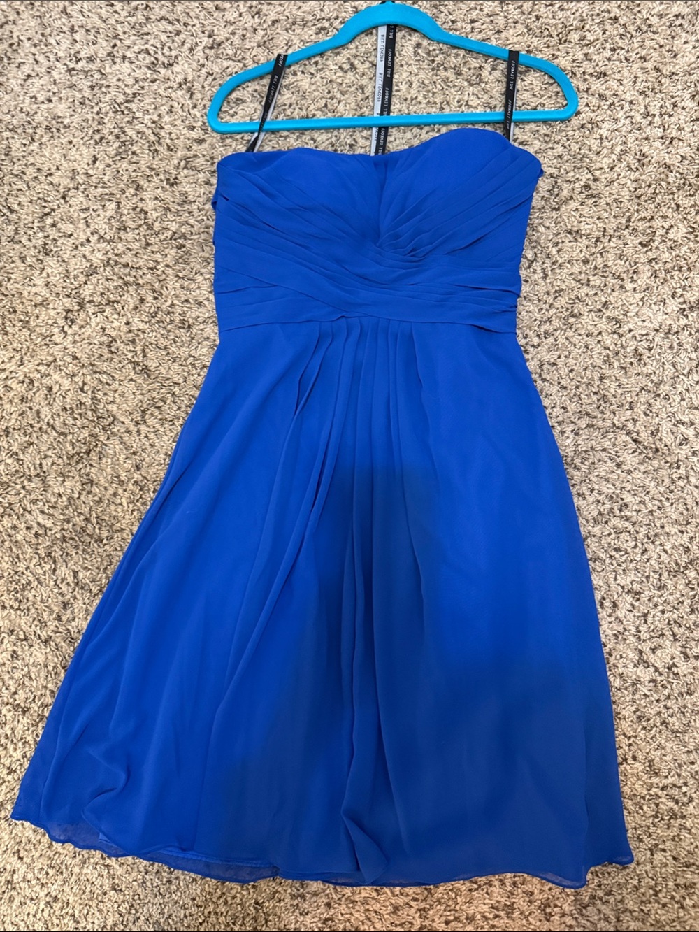 Bill Levkoff Strapless Cobalt Blue Chiffon Dress